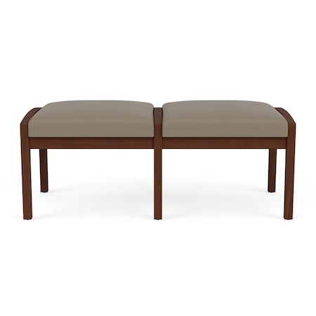 Lesro Lenox Wood 2 Seat Bench Wood Frame, Walnut, MD Farro Upholstery LW2001